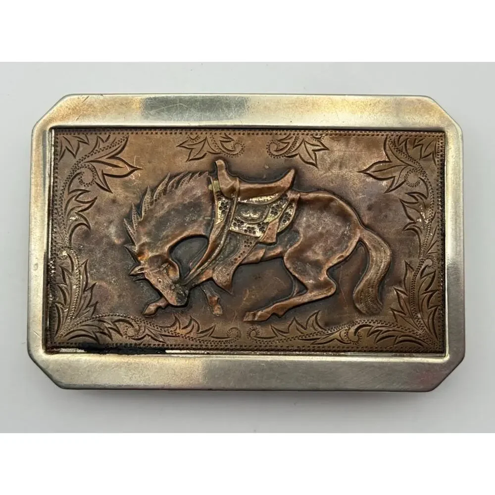 Bucking Bronco Horse Belt Buckle Western Cowboy Vintage Collectible USA Used